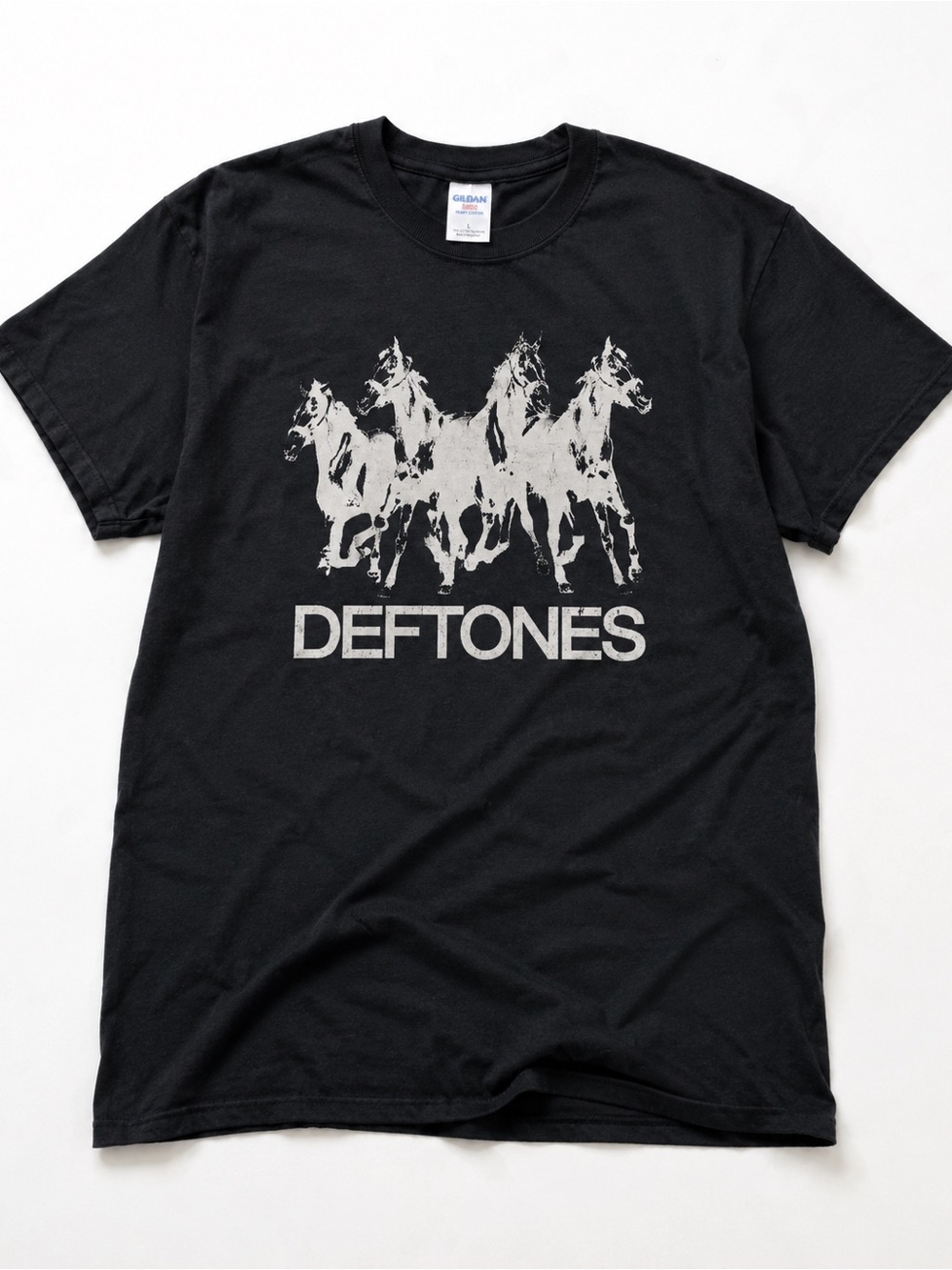 Gildan Black Deftones Tee with White Graphic